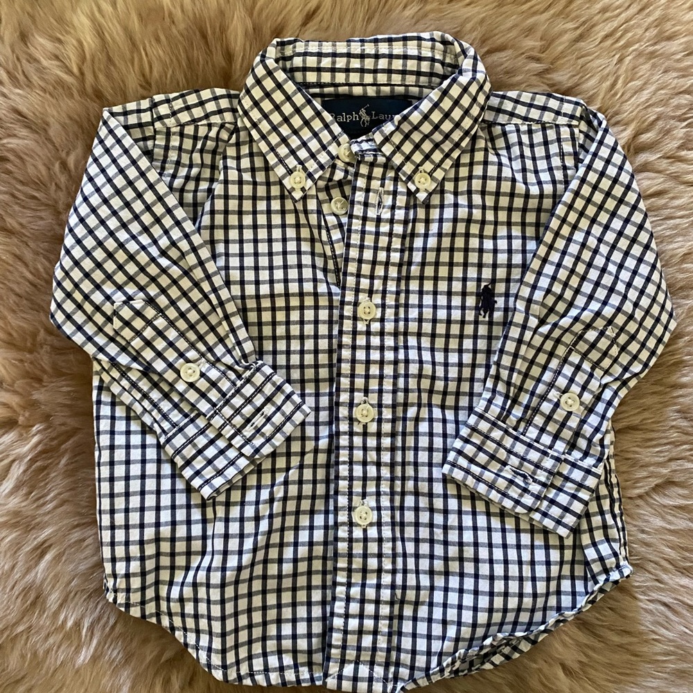 Ralph Lauren Navy and White Checkered Shirt